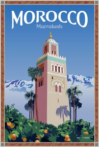 Marrakesh Travel Poster by Matt Hood, Graphics Without Borders