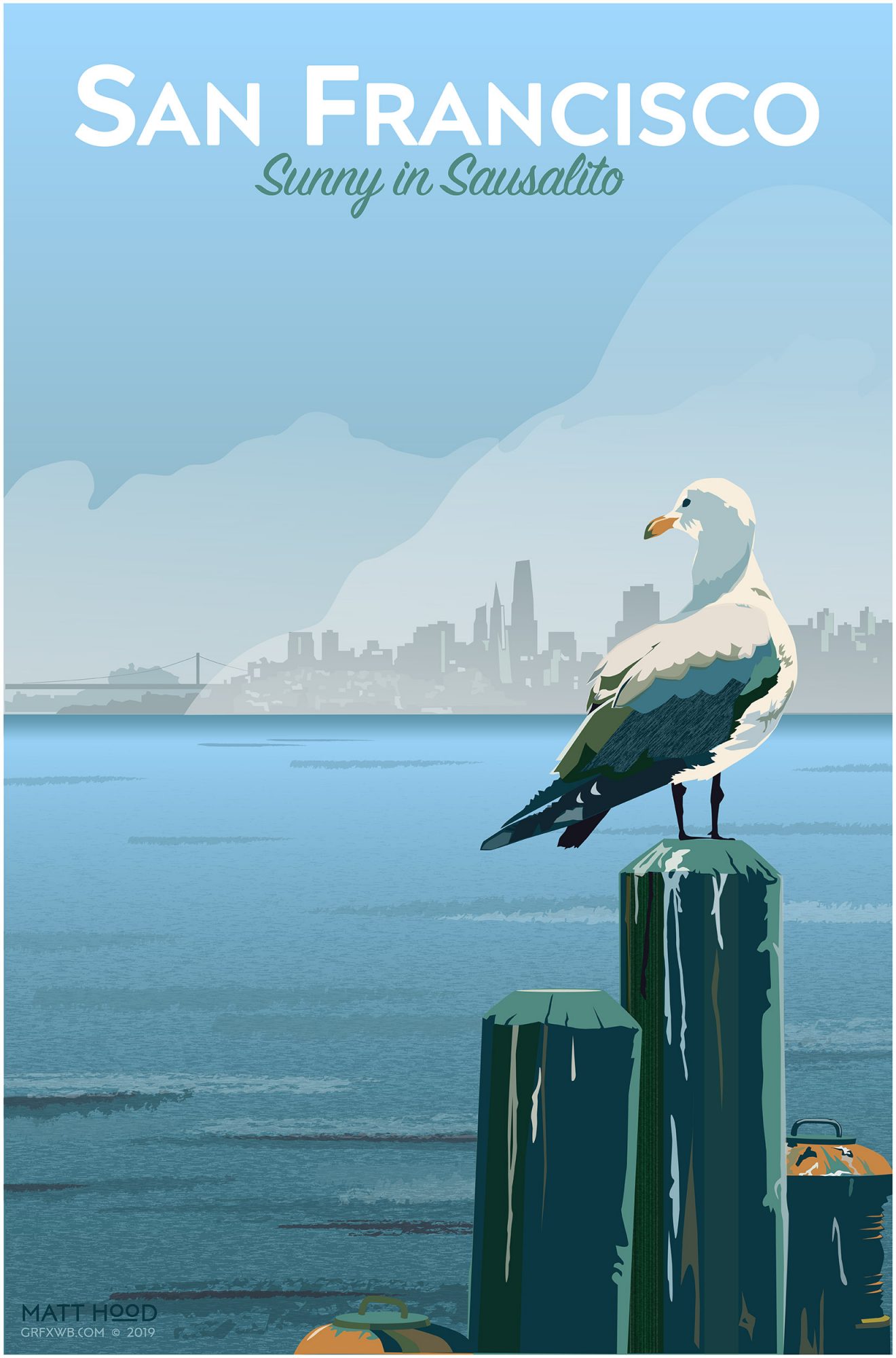 Sunny in Sausalito travel poster