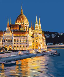 Detail of Matt Hood's Budapest: Queen of the Danube travel poster