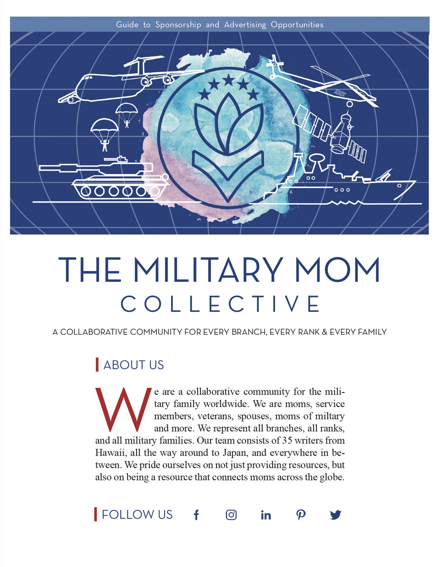 Page of Military Mom's Collective Media Kit designed by Graphics Without Borders