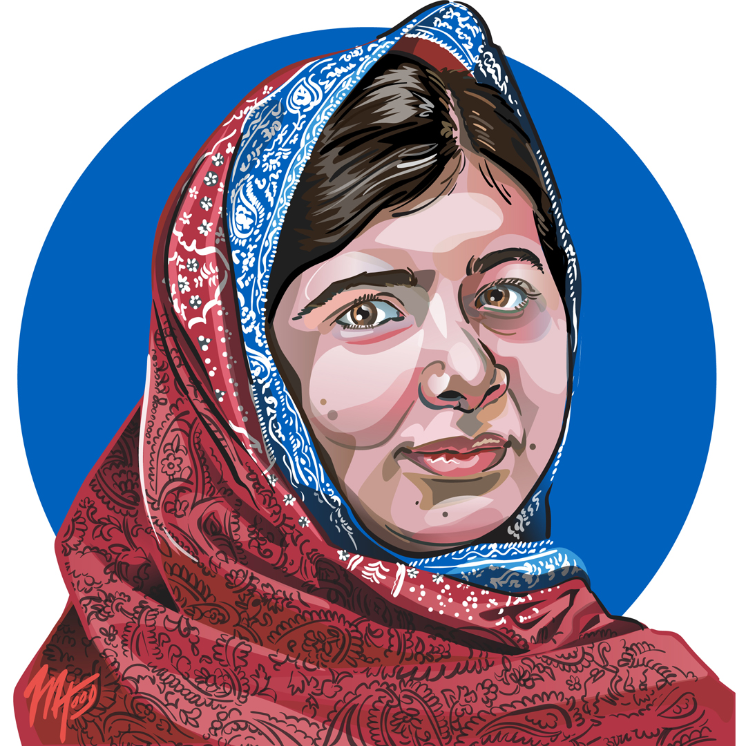 Portrait of Malala Yousafzai by Matt Hood, Graphics Without Borders