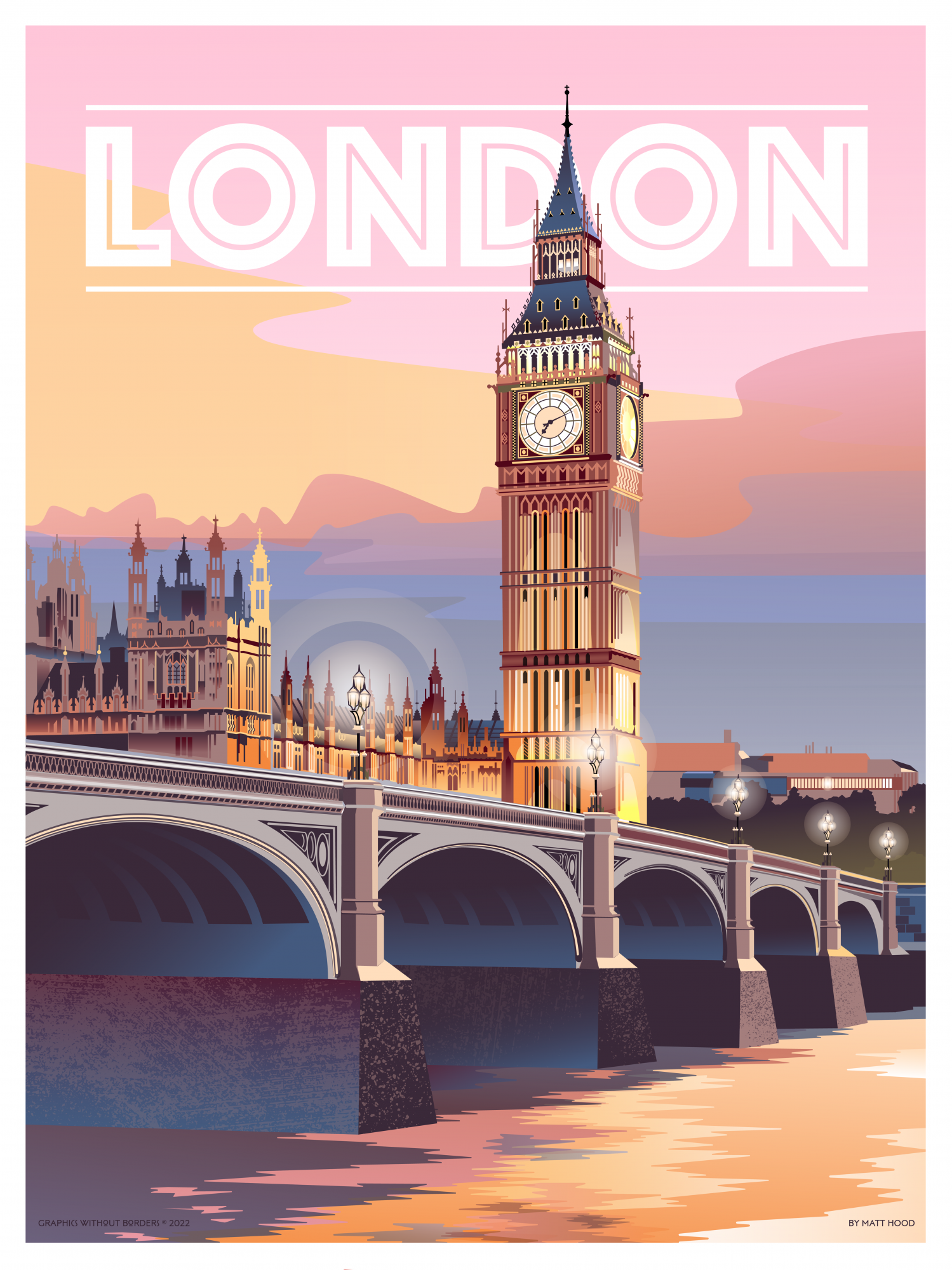 London Nights, a new travel poster by Matt Hood of Graphics Without Borders